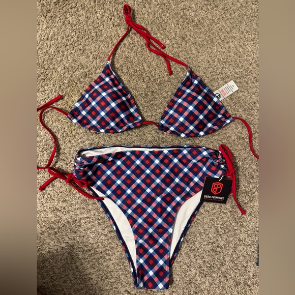 Born Primitive Other - Born Primitive Red and Blue Plaid Bikini